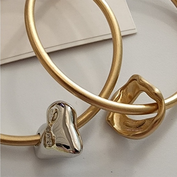 Rebecca Minkoff hoops earrings gold-tone new with tags $58 - Picture 2 of 3